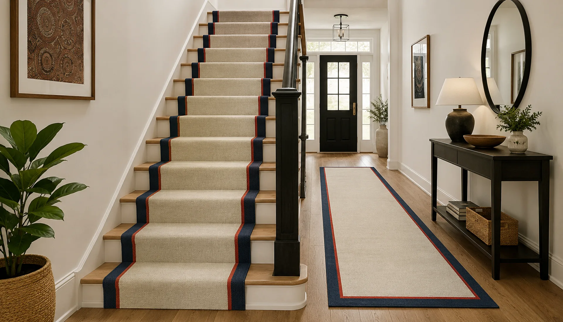 Beige Wool Runner with Wool Borders